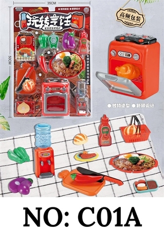 C01A VĨ ÉP BẾP LÒ NƯỚNG GÀ+ MÁY LỌC NƯỚC+RAU CỦ DÍNH ỚT CHUÔNG, CÀ TÍM, ỚT, TỎI+ RỔ+ TƯƠNG CÀ+ DAO, THỚT