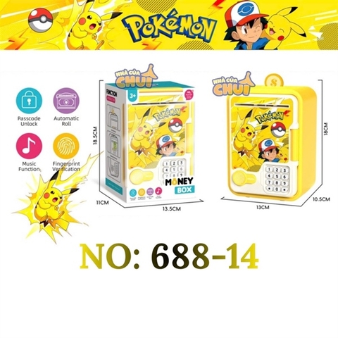 KT688-14 HỘP MÁY RÚT TIỀN ATM PIN POKEMON MONEY BOX (KÉT SẮT) 17.5X11X11.5