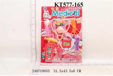 KT577-165  VĨ BÁC SĨ TAI NGHE+ MẮT KIẾNG+ KÉO+ ỐNG TIÊM MEDICAL 31.5X43.5X6