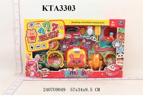 KTA3303 HỘP BẾP GAS ĐÔI+ NỒI+ CHẢO+ GÀ QUAY+NỒI CƠM ĐIỆN + RỔ+ BẮP+ BÀO NGƯ+ MỰC FAMILY 57X34X9.5