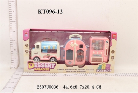 KT096-12 HỘP BẾP CỬA HÀNG TRÁNG MIỆNG XE KÉO TỦ LẠNH PIN+ MÁY NƯỚC NGỌT DESSERT 44.6X8.7X20.4