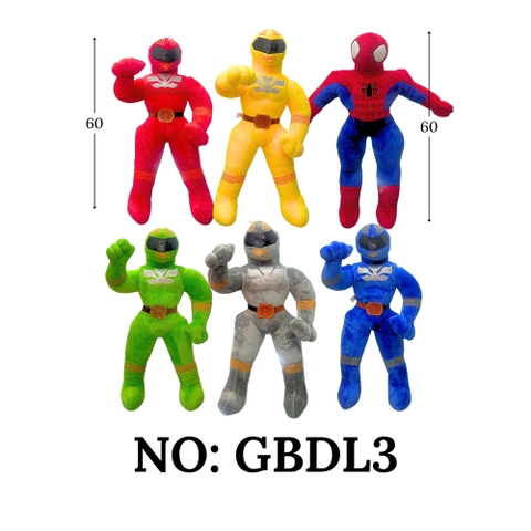 GẤU BÔNG SIÊU NHÂN ĐỦ MÀU (XANH DƯƠNG - ĐỎ - XÁM - VÀNG - XANH LÁ) + SPIDERMAN (60CM)
