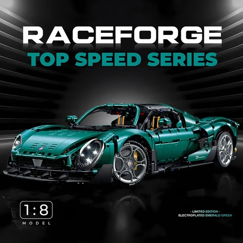 10621 HỘP LOGO RÁP XE HƠI MỞ CỬA 3861 MIẾNG TL 18 RACEFORGE TOP SPEED SERIES (XANH LÁ)