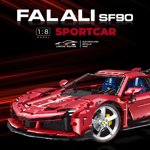 10623 HỘP LOGO RÁP XE HƠI MỞ CỬA 3639 MIẾNG TL 18 FALALI SPORTCAR SF90 (ĐỎ)