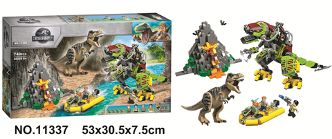 11337  HỘP LOGO RÁP KHỦNG LONG Tyrannosaurus Rex so với Mecha 740 MIẾNG