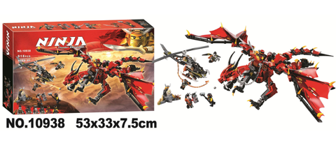 10938  HỘP LOGO RÁP NINJA RỒNG CÁNH + MÁY BAY 918 MIẾNG