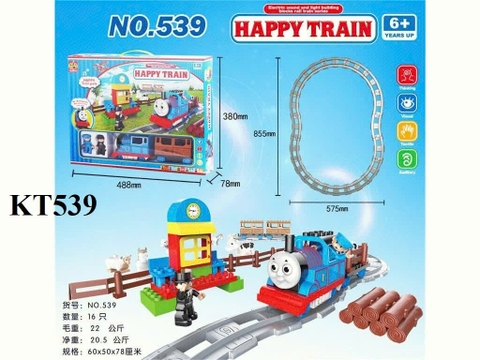 KT539 HỘP ĐƯỜNG RAY XE LỬA PIN THOMAS+ GỖ+ 2T BÉ HAPPY TRAIN 48.8X7.8X38