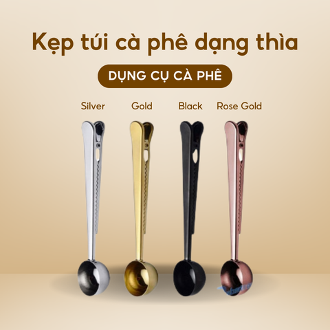 Kẹp miệng túi cà phê có thìa đa năng