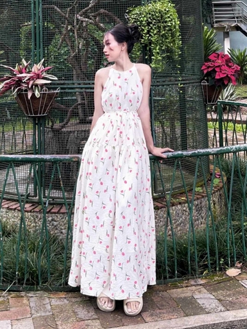 Red tulip maxi dress