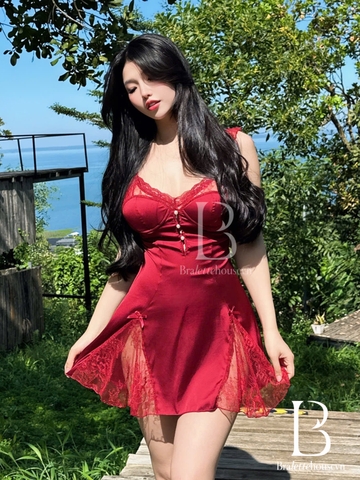 Đầm váy ngủ nữ Ingrid Dress S2238 satin có mút mỏng cánh tiên tiểu thư Bralettehousevn