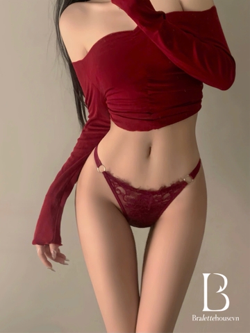 Quần lót lọt khe ren nữ Papaya Thong Q1411 kèm khoen đai chun gợi cảm quyến rũ nữ tính Bralettehousevn