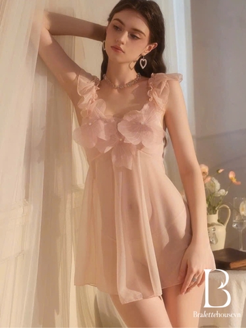 Đầm váy ngủ nữ hoa nổi 3D Cinder Dress S2613 voan xuyên thấu dáng lửng nữ tính Bralettehousevn