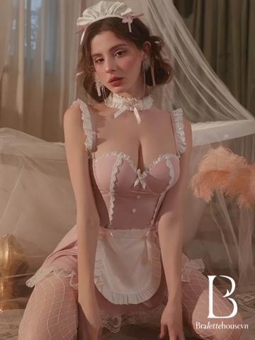 [KÈM PHỤ KIỆN] Bộ đồ cosplay hầu gái Cleaning Maid Set S2622 có gọng có mút tôn dáng Bralettehousevn