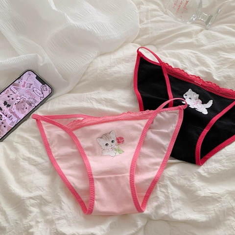 Quần lót dây nữ cotton hình mèo Miemie Panties Q2249 đáng yêu thấm hút tốt Bralettehousevn