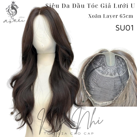 Siêu Da Lưới U Tóc Giả SU01 Xoăn Layer 65cm Mái Bay