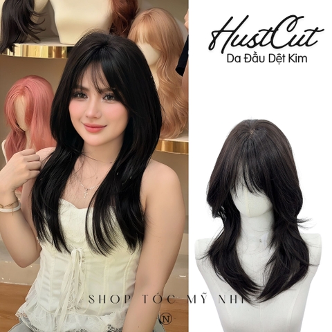 Tóc Giả Dệt Kim Hust Cut Mái Thưa  Màu Nâu Đen C-dk-1203 45cm
