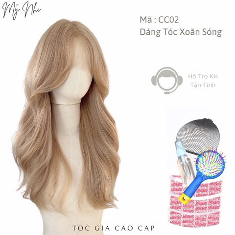 Siêu Da Đầu Tóc Giả CC02 (nhiều màu) Xoăn Sóng Lơi