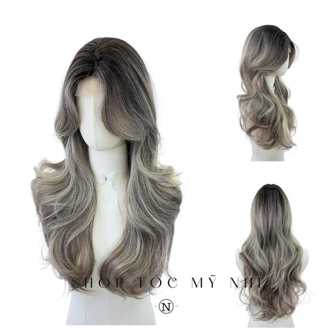 Tóc Giả Dệt Kim Xoăn Layer Hai Mái Bay Màu Tóc Nhuộm Ombre Highlight Sliver x-dk1-0113