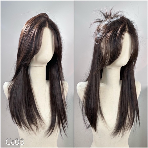 Siêu Da Đầu Tóc Giả Lưới T Mái Bay Tóc Thẳng CC03 60cm
