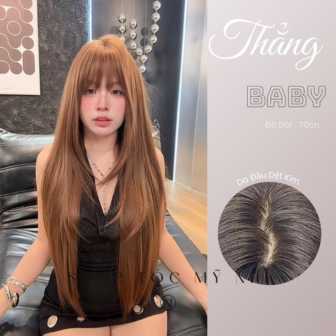 Tóc Giả Dệt Kim Mái Thưa Thẳng Cúp Baby NG04 dài 70cm