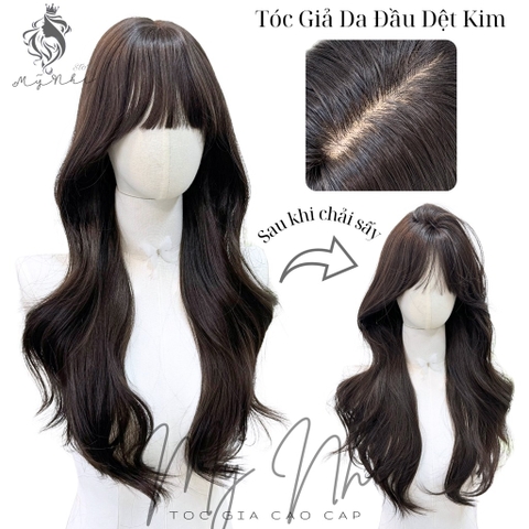 Tóc Giả Nguyên Đầu Dệt Kim  Mái Thưa Xoăn Layer CH001 65cm