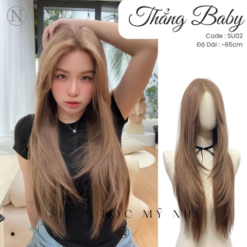Siêu Da Đầu Lưới U SU02 Tóc Giả Mái Bay Tóc Thẳng Tự Nhiên
