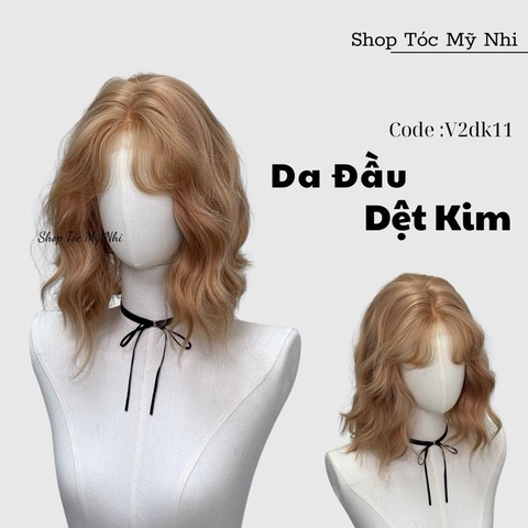 Tóc Giả Dệt Kim  Xù Sóng Ngắn  V2DK011 35cm