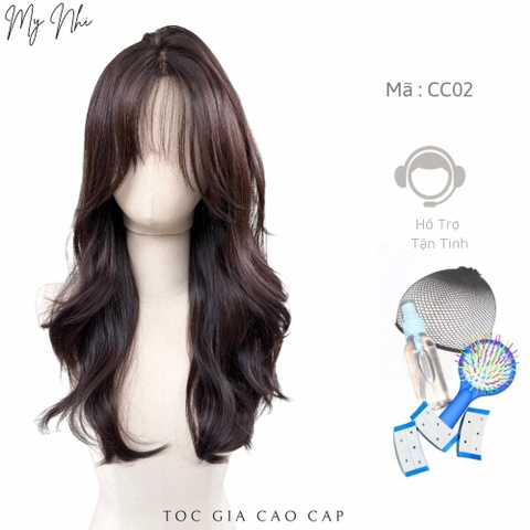 Siêu Da Đầu Tóc Giả Mái Thưa Lưới T CC02 Xoăn Layer (kèm dưỡng / lưới / lược / miếng dán)