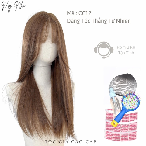 Siêu Da Đầu Tóc Giả CC12 Mái Thưa Tóc Thẳng (kèm dưỡng / lược / lưới / miếng dán)