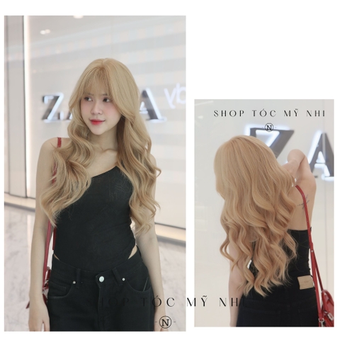 Tóc Giả Nguyên Đầu Dệt Kim Mái Thưa Xoăn Lọn Sóng CH006 60cm