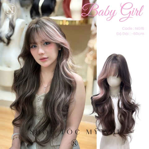 Tóc Giả Dệt Kim Xoăn Layer Mái Thưa Màu Highlight NG16 dài 60cm