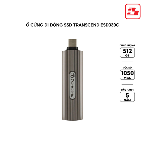 Ổ cứng di động SSD Transcend ESD330C 512GB 1050MB/s TS512GESD330C - Bảo hành 5 năm