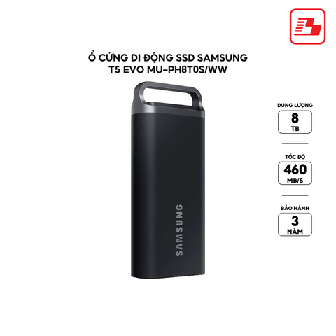 Ổ cứng di động SSD Samsung T5 EVO MU-PH8T0S/WW 8TB 460MB/s - Bảo hành 3 năm