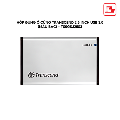 Hộp đựng / Box ổ cứng 2.5 Transcend TS0GSJ25S3 (bạc) - Bảo hành 2 năm
