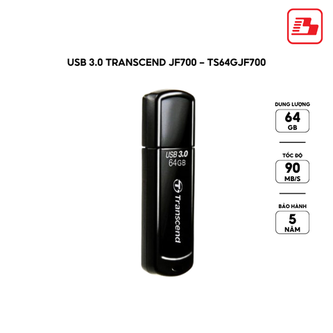 USB 3.0 Transcend Jet Flash 700 64GB 5Gbps TS64GJF700 - Bảo hành 5 năm