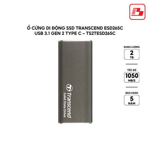 Ổ cứng di động SSD Transcend ESD265C 2TB 1050MB/s TS2TESD265C - Bảo hành 5 năm