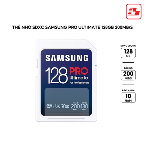 Thẻ nhớ SDXC Samsung PRO Ultimate 128GB 200MB/s MB-SY128S/WW - Bảo hành 10 năm