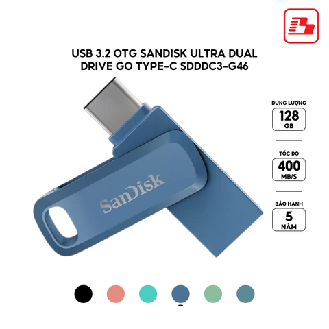USB 3.1 OTG Sandisk Ultra Dual Drive Go Type-C SDDDC3 128GB 400MB/s SDDDC3-128G-G46NB màu xanh navy - Bảo hành 5 năm