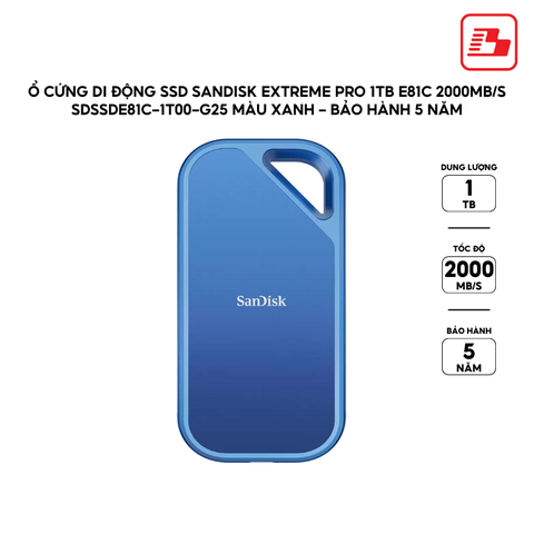 Ổ cứng di động SSD Sandisk Creator 1TB E81C 2000MB/s SDSSDE81C-1T00-G25 màu xanh - Bảo hành 5 năm