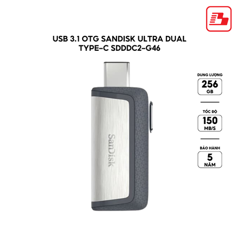 USB 3.1 OTG Sandisk Ultra Dual Type-C SDDDC2 256GB 150MB/s SDDDC2-256G-G46 - Bảo hành 5 năm
