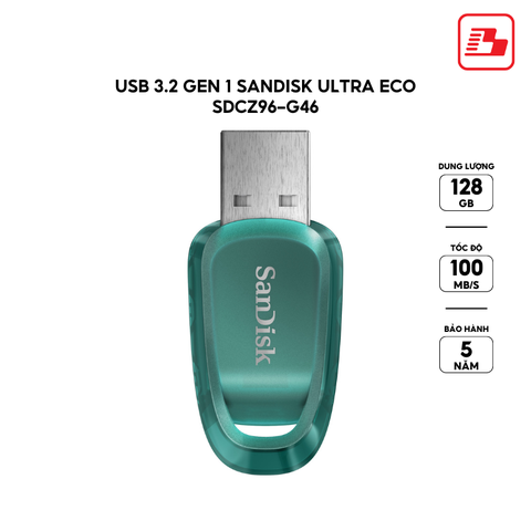USB 3.2 Gen 1 SanDisk Ultra Eco SDCZ96 128GB 100MB/s SDCZ96-128G-G46 - Bảo hành 5 năm