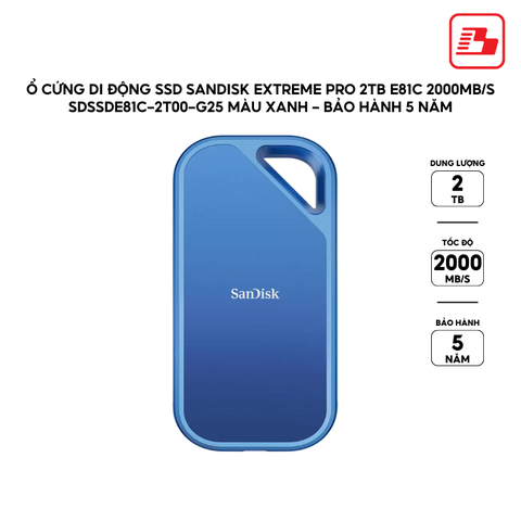 Ổ cứng di động SSD Sandisk Creator 2TB E81C 2000MB/s SDSSDE81C-2T00-G25 màu xanh - Bảo hành 5 năm