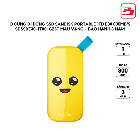 Ổ cứng di động SSD Sandisk Portable 1TB E30 800MB/s ‎SDSSDE30-1T00-G25F màu vàng - Bảo hành 3 năm