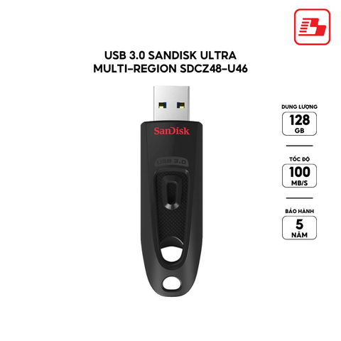 USB 3.0 SanDisk Ultra Multi-Region SDCZ48 128GB 100MB/s SDCZ48-128G-U46 - Bảo hành 5 năm