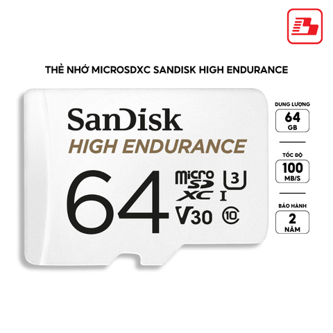 Thẻ nhớ MicroSDXC Sandisk High Endurance 64GB 100MB/s SDSQQNR-064G-GN6IA - Bảo hành 2 năm