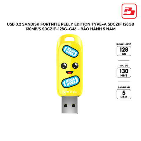 USB 3.2 Sandisk Fortnite Peely Edition Type-A SDCZIF 128GB 130MB/s SDCZIF-128G-G46 - Bảo hành 5 năm