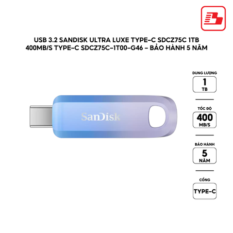 USB 3.2 Sandisk Ultra Luxe Type-C SDCZ75C 1TB 400MB/s Type-C SDCZ75C-1T00-G46 - Bảo hành 5 năm