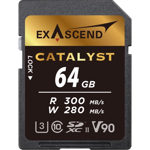 Thẻ Nhớ SDXC Exascend Catalyst 64GB C10 U3 V90 UHS-II SD upto 300MB/s EX64GSDU2 - Bảo hành 5 năm