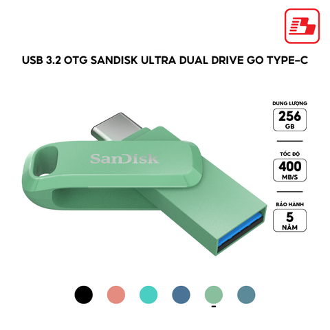 USB 3.1 OTG Sandisk Ultra Dual Drive Go Type-C SDDDC3 256GB 400MB/s SDDDC3-256G-G46AG màu xanh Absinthe - Bảo hành 5 năm