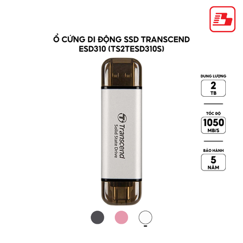 Ổ cứng di động SSD Transcend ESD310 2TB 1050MB/s Bạc TS2TESD310S - Bảo hành 5 năm